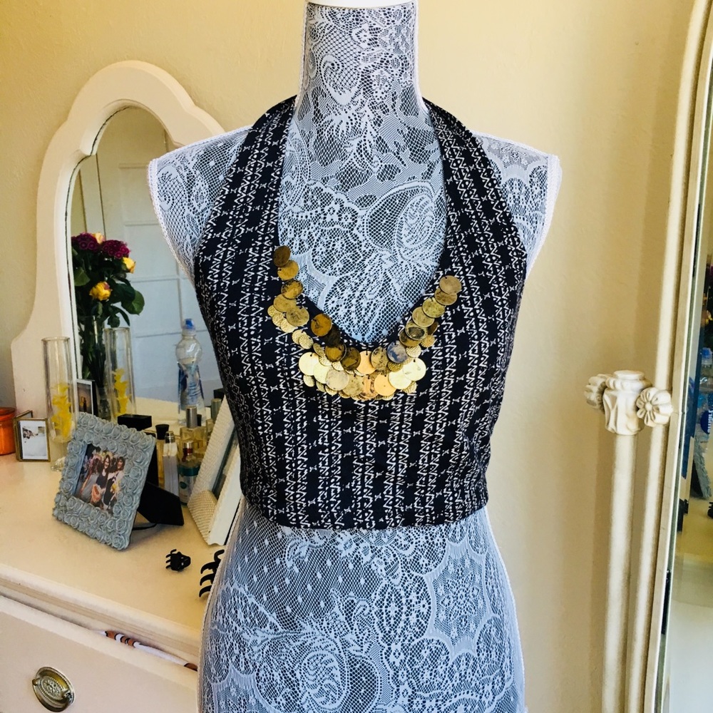 Beautiful Tribal Print Low Back Crop Top